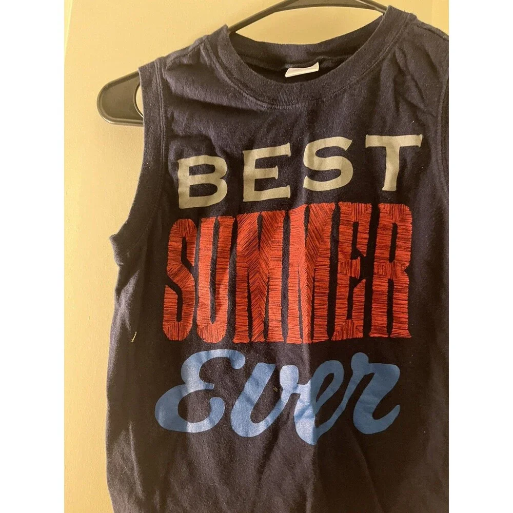 Gymboree Boys Graphic Print Muscle Shirt Tank Size 7 Blue